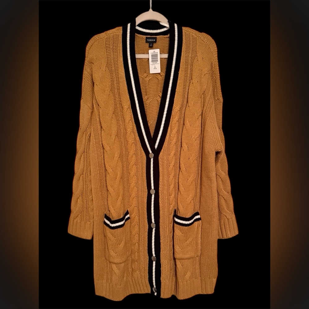 Torrid Mustard Cable Knit Cardigan